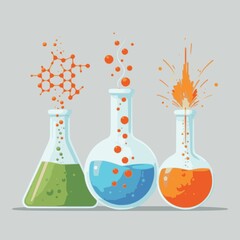 Chemical reaction. Science and chemistry icon. Vector illustration. JPEG version.