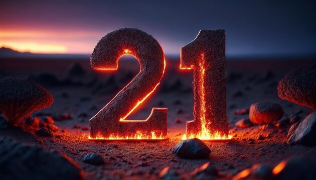 21st Birthday Celebration in Fiery Landscape