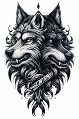 Obraz premium TRIBAL TATOO トライバル タトゥ 狼 wolf