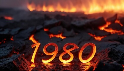 Volcanic Eruption Displaying the Year 1980