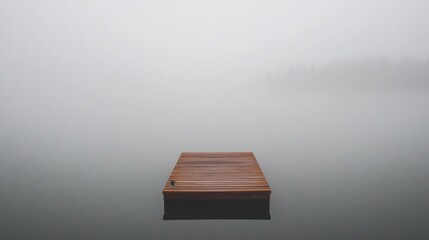 Serene Wooden Dock in Misty Lake Landscape