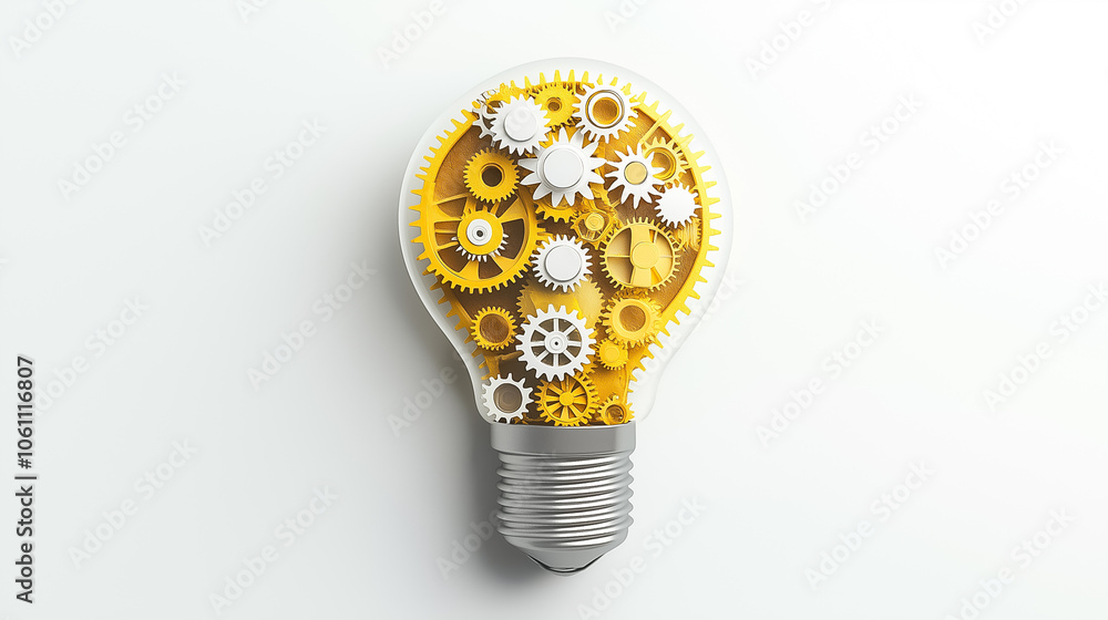 Poster intricate gears within a light bulb ignite the spark of innovative ideas and creativity in a modern 