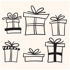 Christmas gifts With illustration style doodle and line art