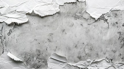 White paper on gray concrete, top view with space for text and design.