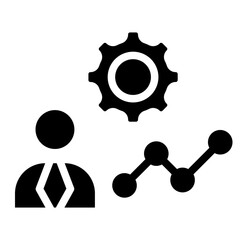 Man in gear icon. Man and cog sign. Vector illustration.