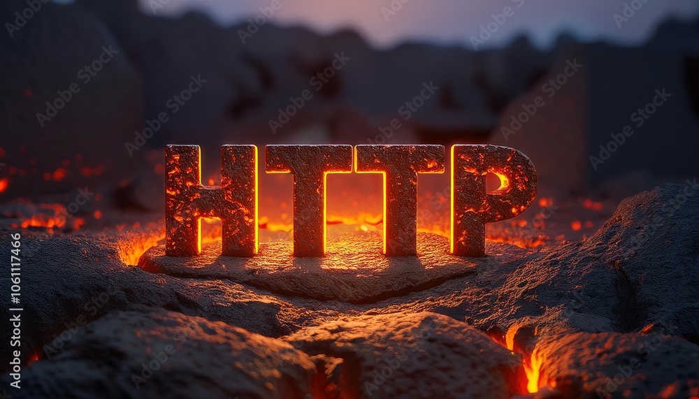 Poster fiery representation of http in digital landscape