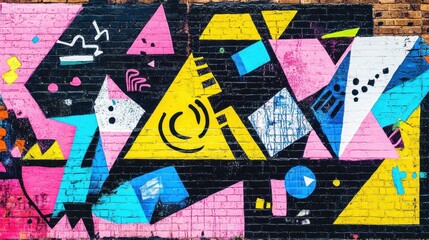 Obraz premium Vibrant Abstract Graffiti Wall Art With Geometric Shapes and Patterns