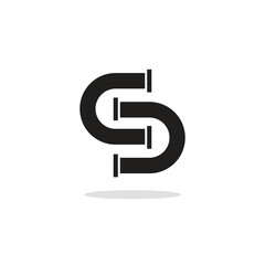 Logo letter s pipe plumbing water or gas with blank background