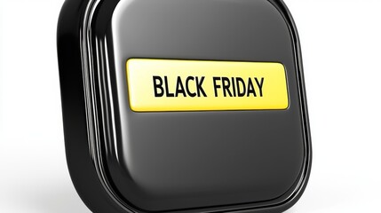 A sleek, glossy button with a black background and a bold yellow center featuring 'BLACK FRIDAY' text, symbolizing sales and promotions, suitable for stock websites.