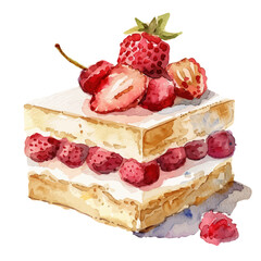 A watercolor painting of Genoise, isolated on a white background.