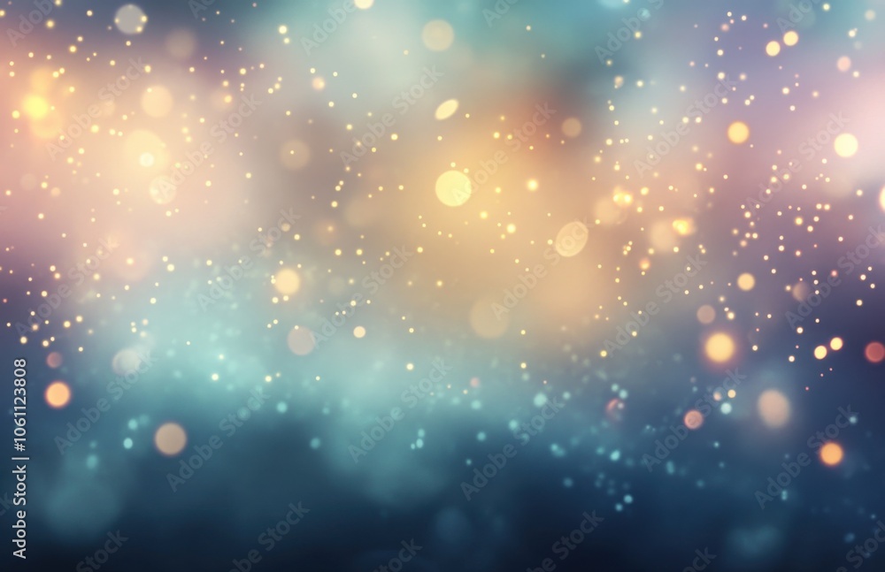 Aufkleber Beautiful background with bokeh effect sparkling lights and soft pastel colors, creating a charming atmosphere for design projects. Gradient from light blue to dark purple complemented by gold glitter
