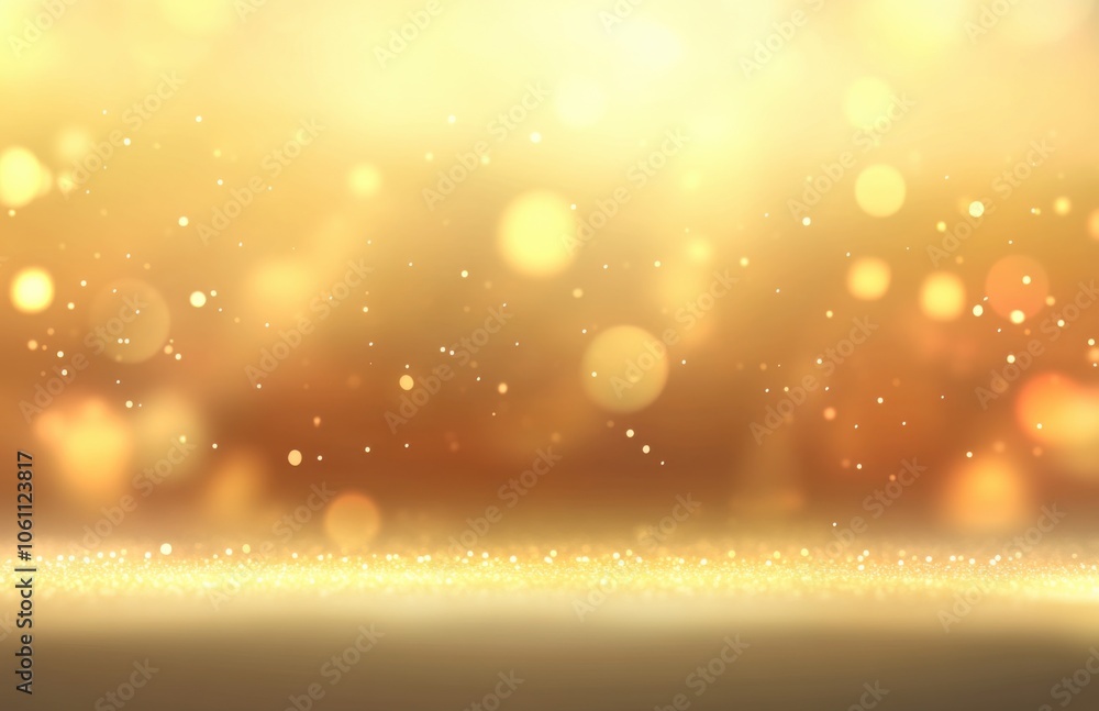 Aufkleber gold bokeh background with light and glitter on the floor, a luxurious abstract background for desig