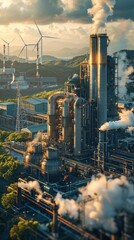 oil refinery plant at night