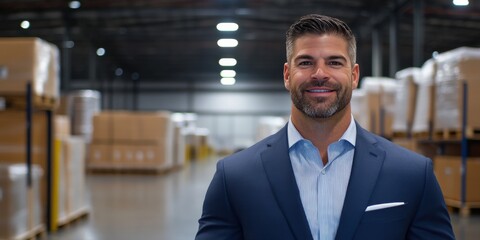 Confident Warehouse Manager in a Modern Distribution Center