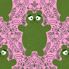 Cute animals seamless fluffy bears pattern for wrapping paper and kids