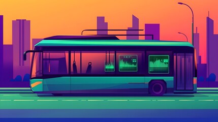 Modern City Bus with Digital Display