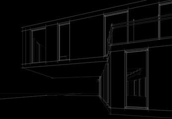 house building sketch architecture 3d illustration