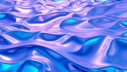 Flowing, iridescent waves shift in color from teal to violet as they ripple across the canvas. 