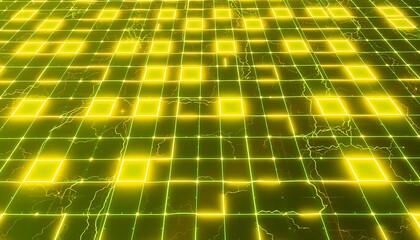 A dynamic grid of glowing, pulsating squares in neon colors. 