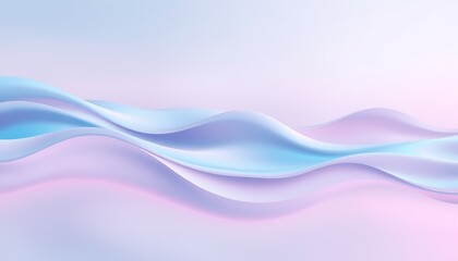 Fototapeta premium Fluid, undulating waves move horizontally across the canvas in soft gradients of turquoise, pink, and lavender. 