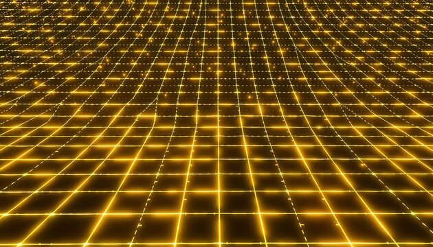 A dynamic grid of glowing, pulsating squares in neon colors. 