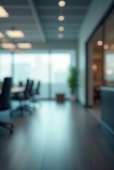 Abstract Blurred Office Interior with Defocused Effect Ideal for Business Background Concept