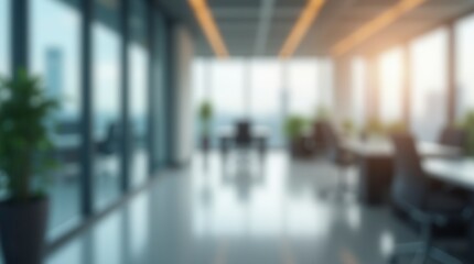 Abstract Blurred Office Interior with Defocused Effect Ideal for Business Background Concept