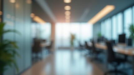 Abstract Blurred Office Interior with Defocused Effect Ideal for Business Background Concept