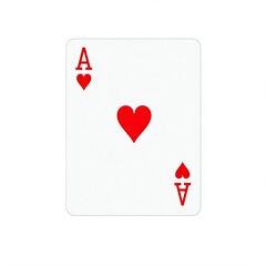 playing card, ace of hearts on white background