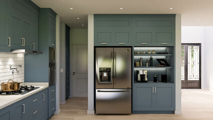 Interior renderings of Casa Lavanda, classic and colorful style