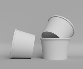 White matte Ice Cream cup mockup in white background