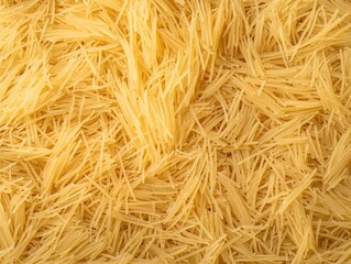 A pile of macaroni pasta, freshly grated and ready to be used in a dish.