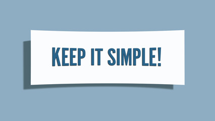 Keep it Simple. A card isolated on blue background.