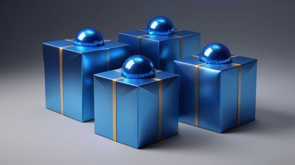 Gift box with blue Christmas balls inside