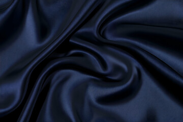 Obraz premium Smooth Blue Satin Fabric Texture, blue silk, blue fabric, fabric background, satin background, silk texture