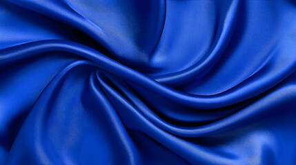 Obraz premium Blue Satin Fabric Draped Background Texture, folds, waves, silk, smooth, luxurious