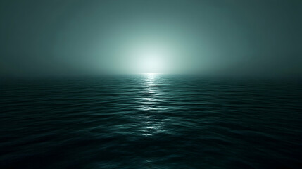 Obraz premium Calm Sea and Glowing Light, ocean, water, waves, tranquil, peaceful