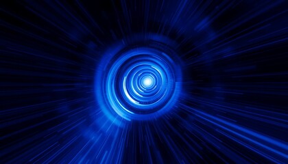 A spiraling tunnel of blue and black gradients, with streaks of light creating a sense of motion