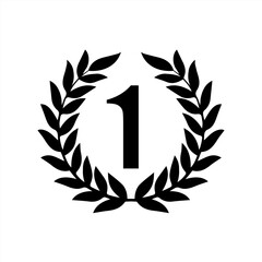 1st Place medal for champion monochrome logotype. Award or reward that given in sport championship emblem isolated cartoon flat vector 10 eps.