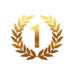 1st golden anniversary logo,with Laurel Wreath and gold ribbon,symbol for logo mock up about celebrate and anniversary, vector icon. © Cali6ro
