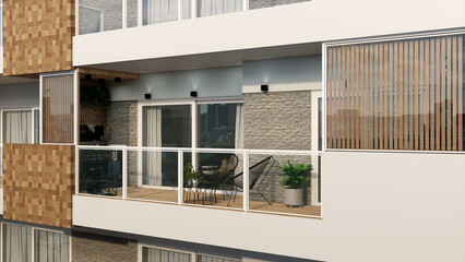 Interior renderings of Casa Juana, an apartment that shows a remodeling mixing classic and modern...