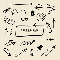 Hand drawing arrow collection doodle vector