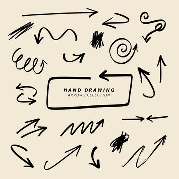 Hand drawing arrow collection doodle vector