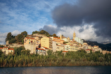 Fototapeta premium Ventimiglia, Italy - October 2, 2024: Early morning in the center of Ventimiglia