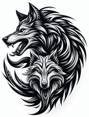 Fototapeta premium TRIBAL TATOO トライバル タトゥ 狼 wolf