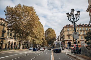 Turin, Italy - October 6, 2024: View of streets and architecture in the center of Turin © Andrei Antipov