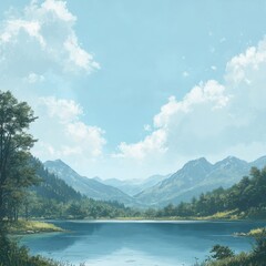 Obraz premium Reflections of Calm: A Mountain Lake Retreat