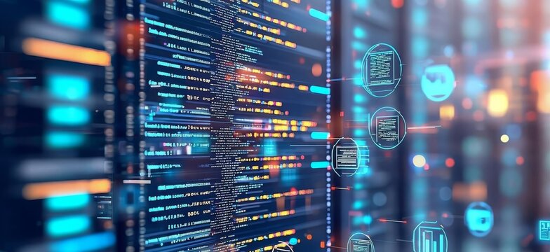 Data Engineer Hands coding ETL process, database icons and code snippets, 3D illustration