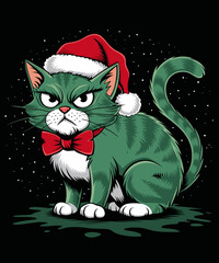 Green cat Christmas 1