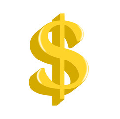 Golden dollar sign, no background